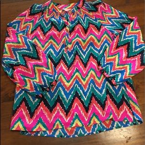 Lilly Pulitzer Silk Lng Sleeve Multicolored Blouse
